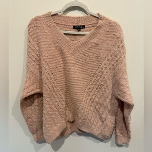 Cozy Pink V-Neck Sweater. Charlie B. Size Large